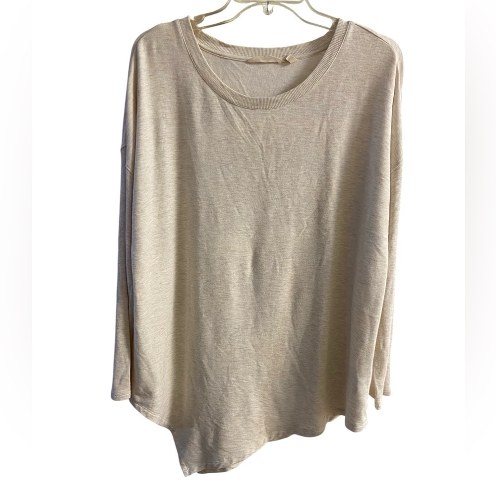 Soft surroundings tunic top heather cream asymmetrical hem oversized Medium